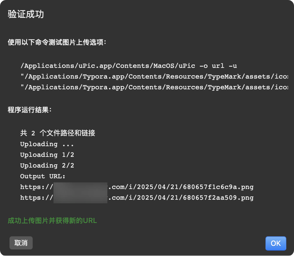 验证成功示例